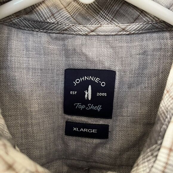 Johnnie-O Burruss Top Shelf Button Down Shirt Light Gray Plaid Men's Size XL - Picture 6 of 10